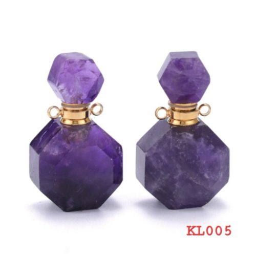 Kalung liontin botol parfume natural amethyst rantai gold