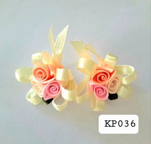 Bunga 3 Kuntum pink salem krem pita broken white