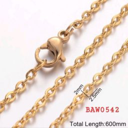 Rantai kalung Stainless steel 304 warna gold panjang 60 cm