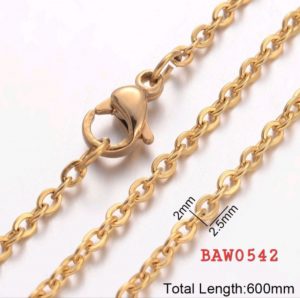 Rantai kalung Stainless steel 304 warna gold panjang 60 cm