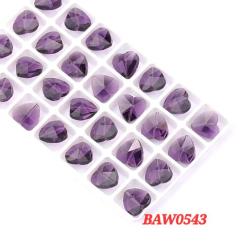 Manik kristal hati 14 mm warna violet