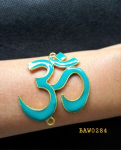 Konektor gelang dari metal simbol om warna light tosca-gold