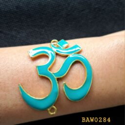 Konektor gelang dari metal simbol om warna light tosca-gold