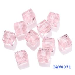 Manik kristal pink clear bentuk kotak 6 mm isi 12 pcs (BAW0071)