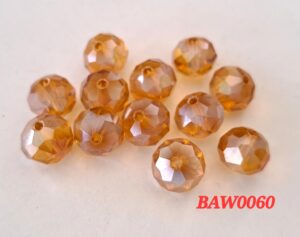 Manik kristal ceko rondelle 10 mm brown ochre AB semi opaque