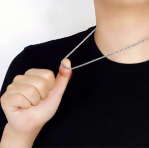 Kalung rantai titanium warna silver