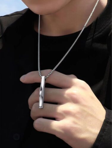 Kalung rantai titanium warna silver