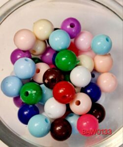 Mote plastik bulat facet 8 mm warna warni polos