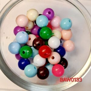 Mote plastik bulat 8 mm warna warni polos