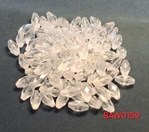 Manik plastik bentuk zaitun facet warna clear