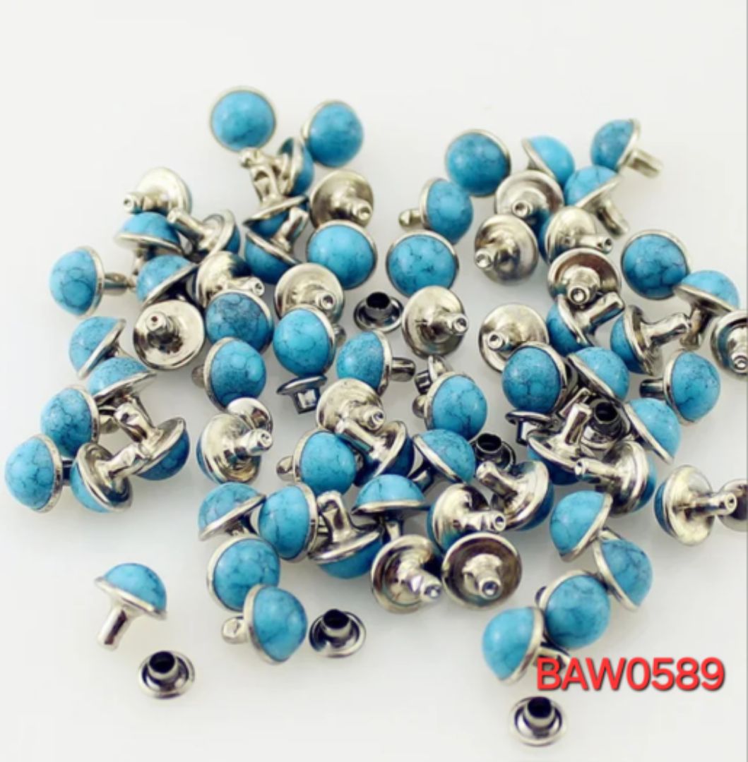 Light blue rivets punk studs spike 10 mm