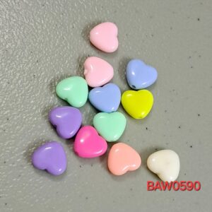Manik akrilik hati 1 cm warna mix