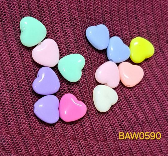 Manik akrilik hati 1 cm warna mix