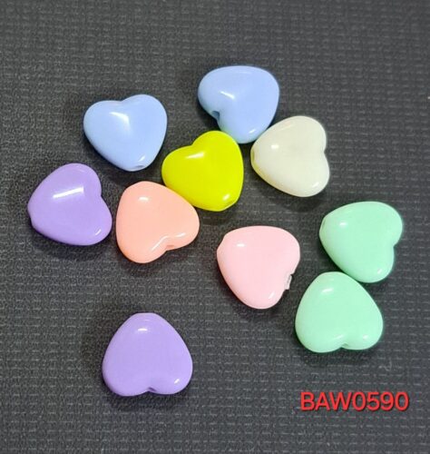 Manik akrilik hati 1 cm warna mix