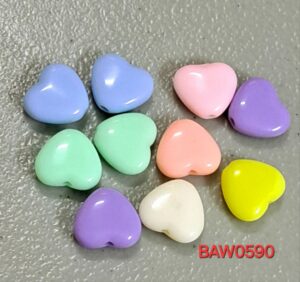 Manik akrilik hati 1 cm warna mix
