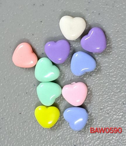 Manik akrilik hati 1 cm warna mix