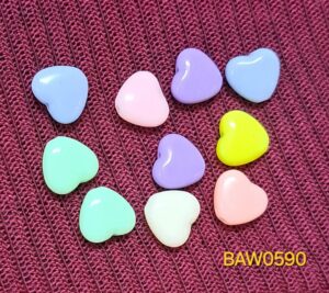 Manik akrilik hati 1 cm warna mix