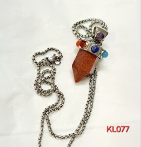 Liontin pendulum sand stone rantai stainless steel Warna silver
