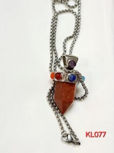 Liontin pendulum sand stone hiasan 7 cakra rantai stainless steel Warna silver