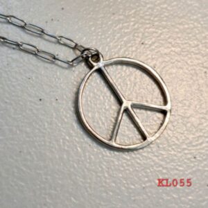 Kalung rantai stainless steel liontin peace besar warna silver