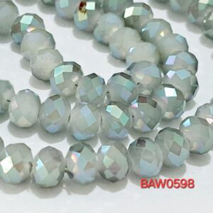 Manik kristal Austria rondelle grey opaque metalic AB