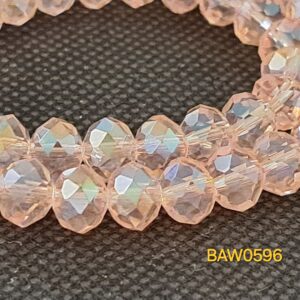 Manik kristal austria rondelle facet 6 X 8 mm warna pink salem clear