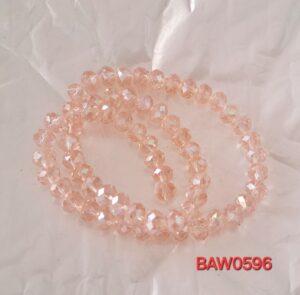 Manik kristal austria rondelle facet 6 X 8 mm warna pink salem clear