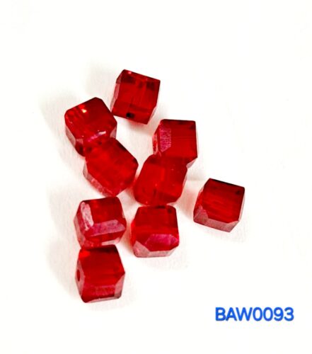 Manik-manik kristal austria kotak 6 mm warna dark red