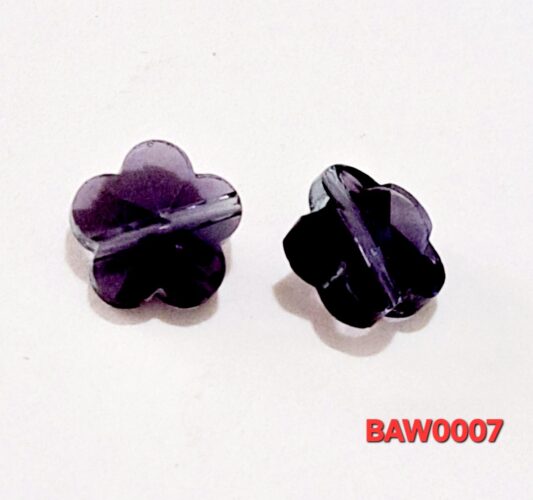 Manik-manik kaca bunga plum 10 mm warna purple clear