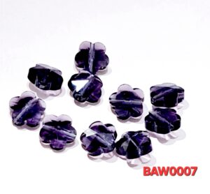 Manik-manik kaca bunga plum 10 mm warna purple clear