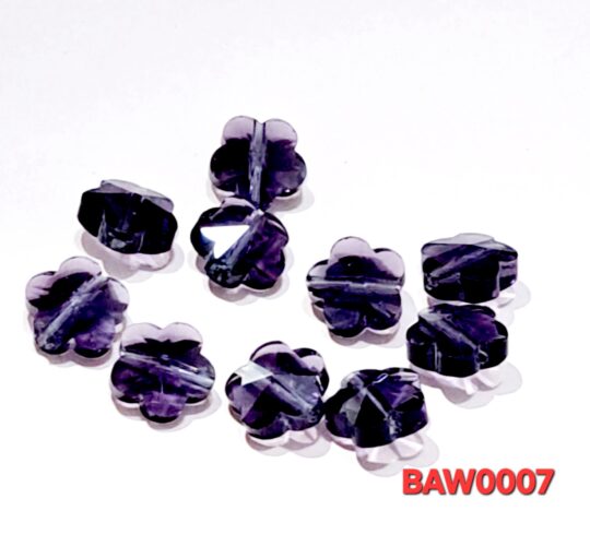 Manik-manik kaca bunga plum 10 mm warna purple clear