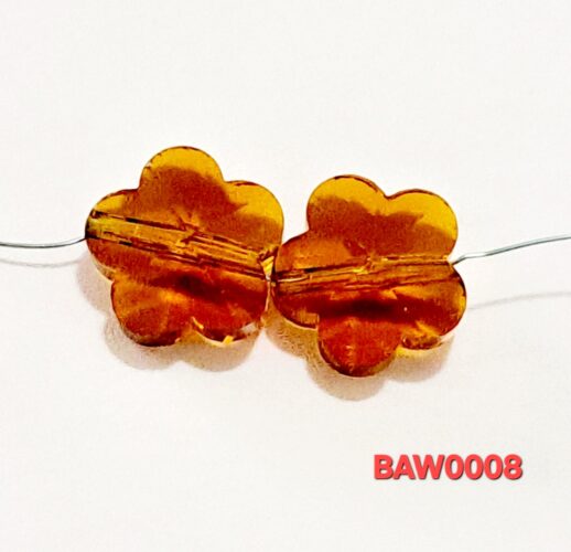 Manik-manik kaca bunga plum 10 mm warna amber clear