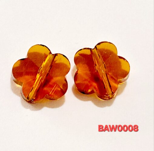 Manik-manik kaca bunga plum 10 mm warna amber clear