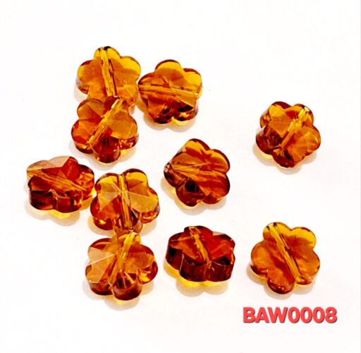 Manik-manik kaca bunga plum 10 mm warna amber clear