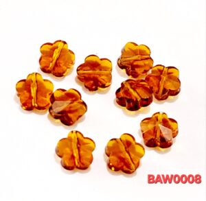 Manik-manik kaca bunga plum 10 mm warna amber clear