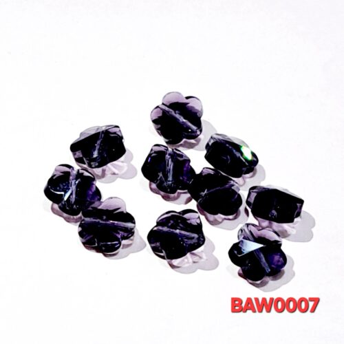 Manik-manik kaca bunga plum 10 mm warna purple clear