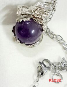 Kalung liontin dragon ball amethyst rantai stainless steel