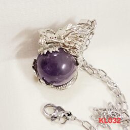 Kalung Liontin dragon ball amethyst rantai stainless steel