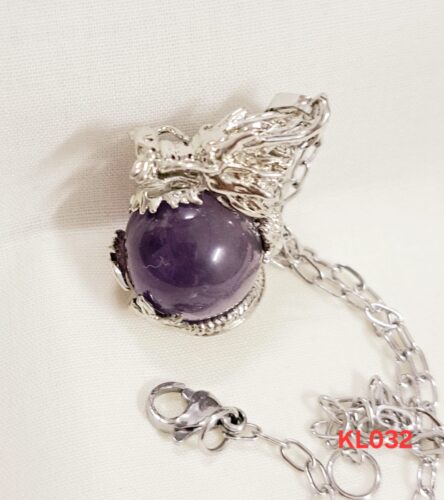 Kalung Liontin dragon ball amethyst rantai stainless steel