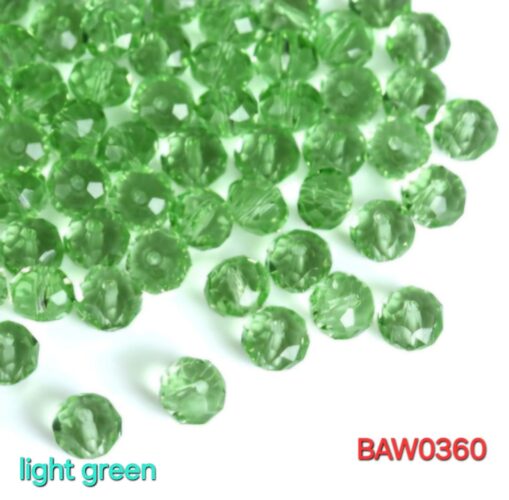 Manik-manik kristal austria bentuk rondelle 8 mm warna light green isi 12 pcs (BAW0360)