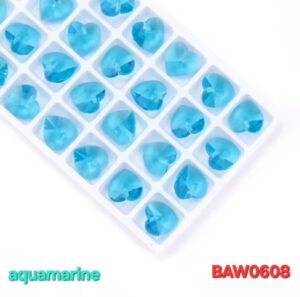 Manik-manik kristal austria bentuk hati 14 mm warna aquamarine