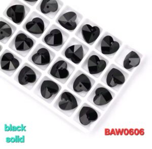 Manik-manik kristal austria bentuk hati 14 mm warna black solid