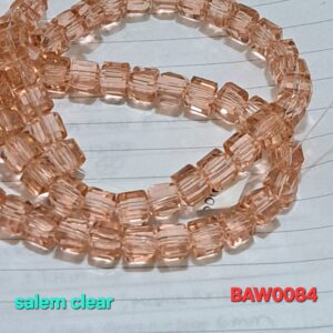 Manik-manik kristal austria bentuk kotak facet 6 mm warna salem clear