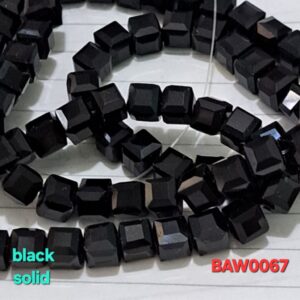 Manik-manik kristal austria bentuk kotak facet 6 mm warna black solid