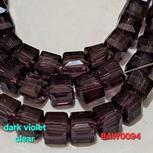 Manik-manik kristal austria bentuk kotak facet 6 mm warna dark violet clear