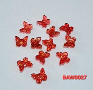 Manik-manik kaca kupu-kupu 10 mm warna red-glitter gold