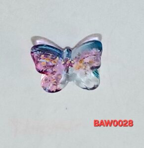 Manik-manik kaca kupu-kupu 10 mm warna blue-violet glitter gold
