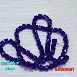 Manik-manik kristal austria bentuk kotak facet 6mm warna dark blue clear