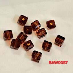 Manik-manik kristal austria kotak facet 6mm warna brown clear