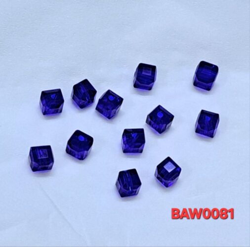 Manik-manik kristal austria bentuk kotak facet 6mm warna dark blue clear